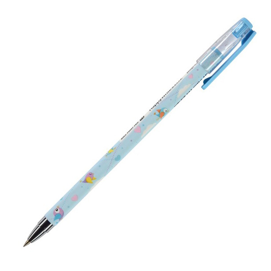 фото Ручка шариковая синяя 0,5 happywrite голубые птички