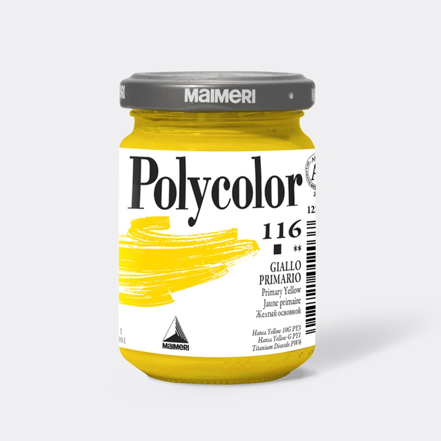 изображение Краска акриловая maimeri polycolor, банка 140 мл, жёлтый основной