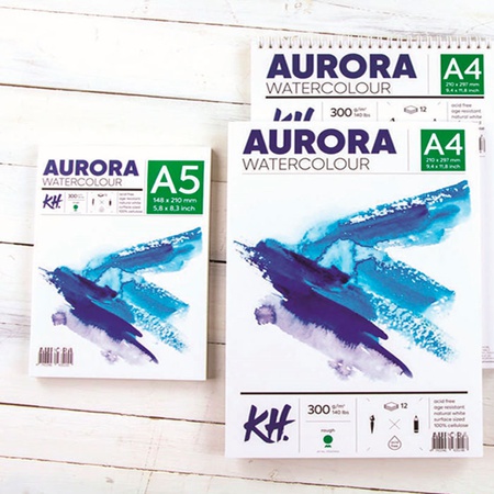 изображение Альбом-склейка для акварели aurora rough 300гр/м, целлюлоза 100%, а5, 12л