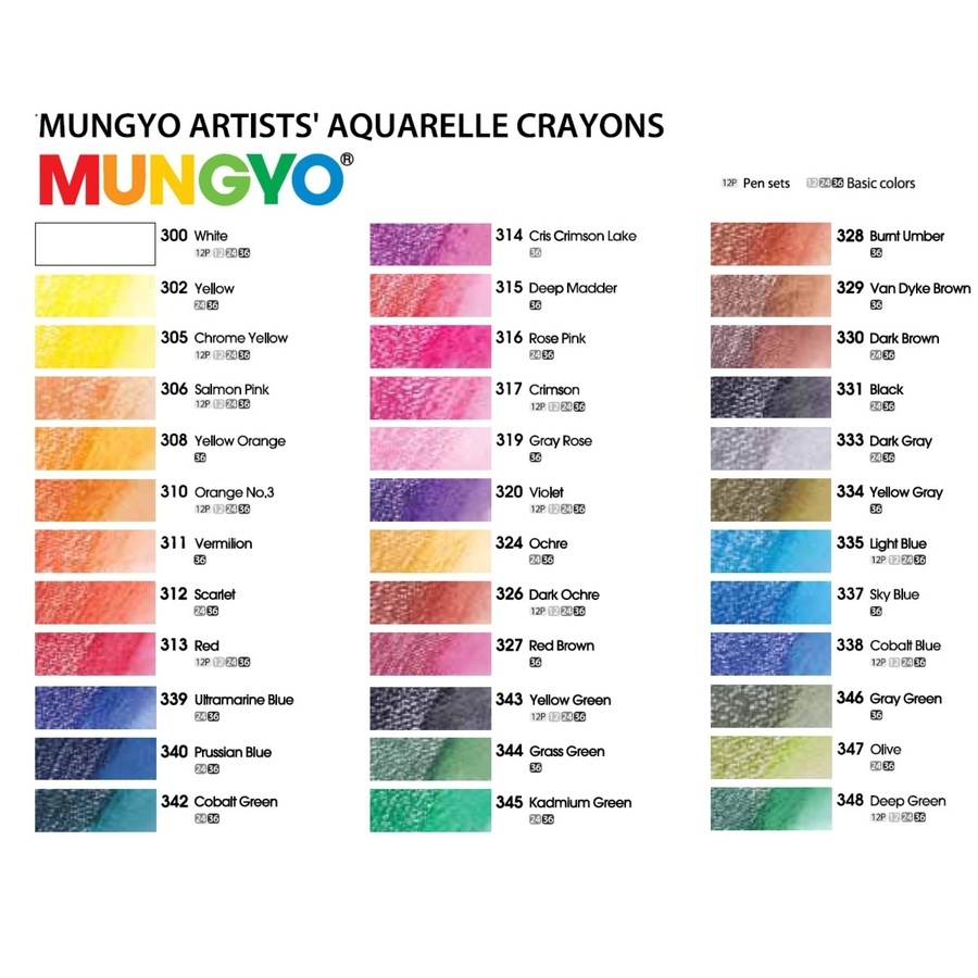фото Мелки акварельные mungyo, 12 цветов, картонная упаковка