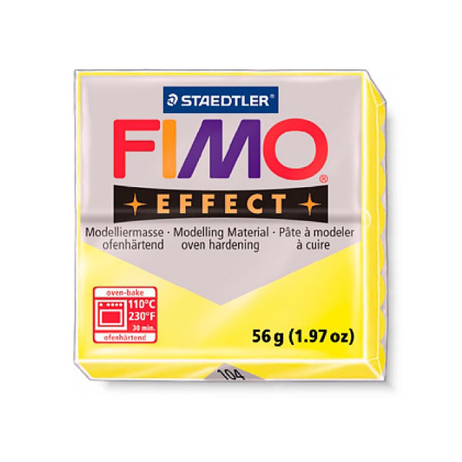 фото Глина полимерная fimo effect 56 г, полупрозрачный жёлтый 104