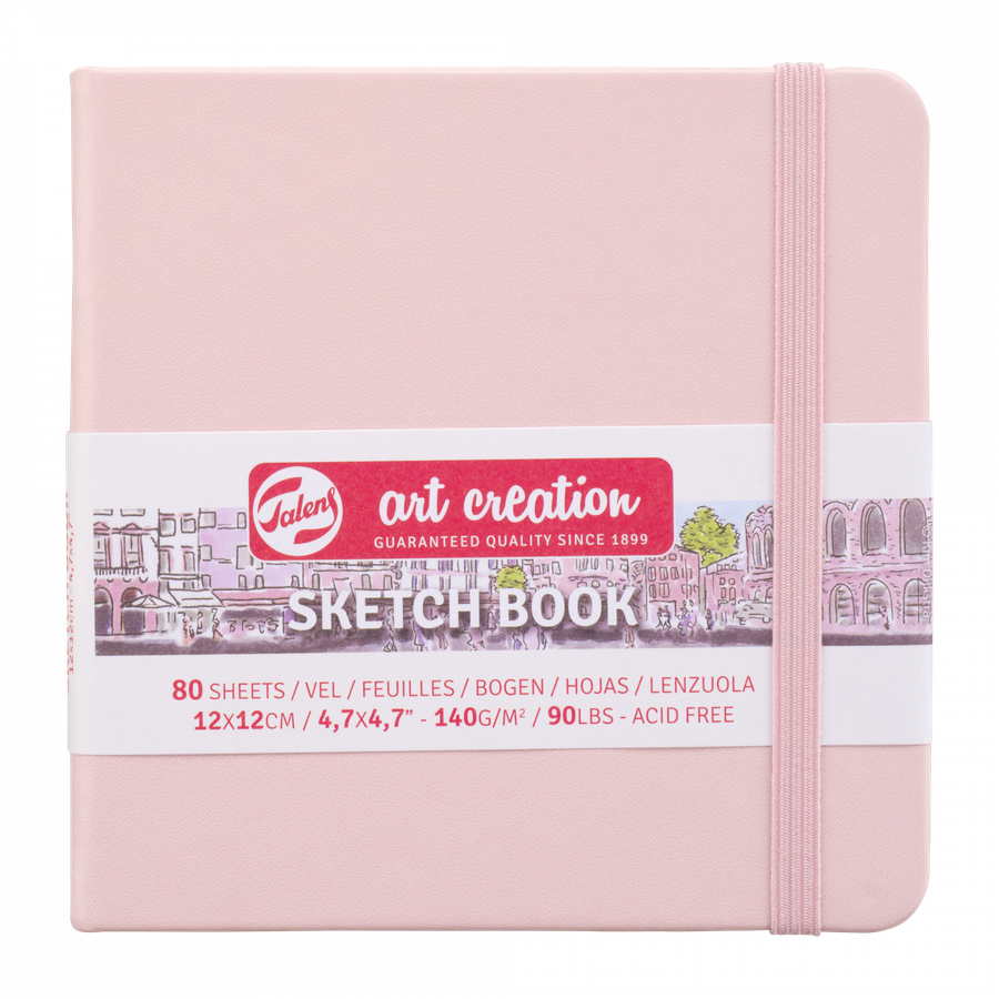 изображение Блокнот для зарисовок art creation 140 г/м2, 12х12 см, 80 листов, твердая обложка розовая