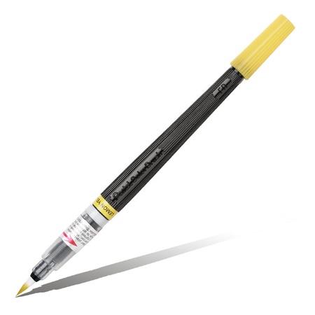 фотография Ручка кисть с краской pentel colour brush жёлтая