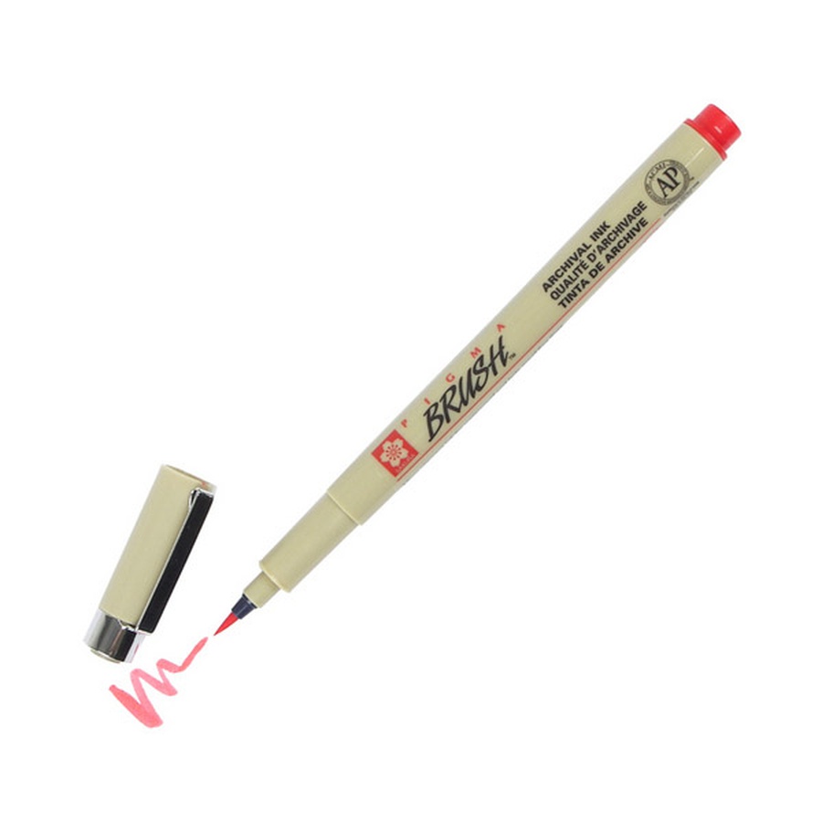 картинка Ручка-кисть pigma brush pen, цвет красный