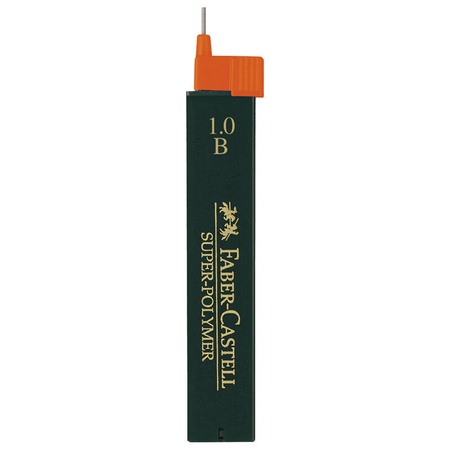 картинка Грифели faber-castell для механического карандаша, твердость b, толщина 1 мм, в футляре 12 шт
