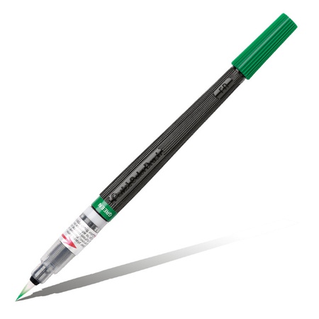 фотография Ручка кисть с краской pentel colour brush зелёная