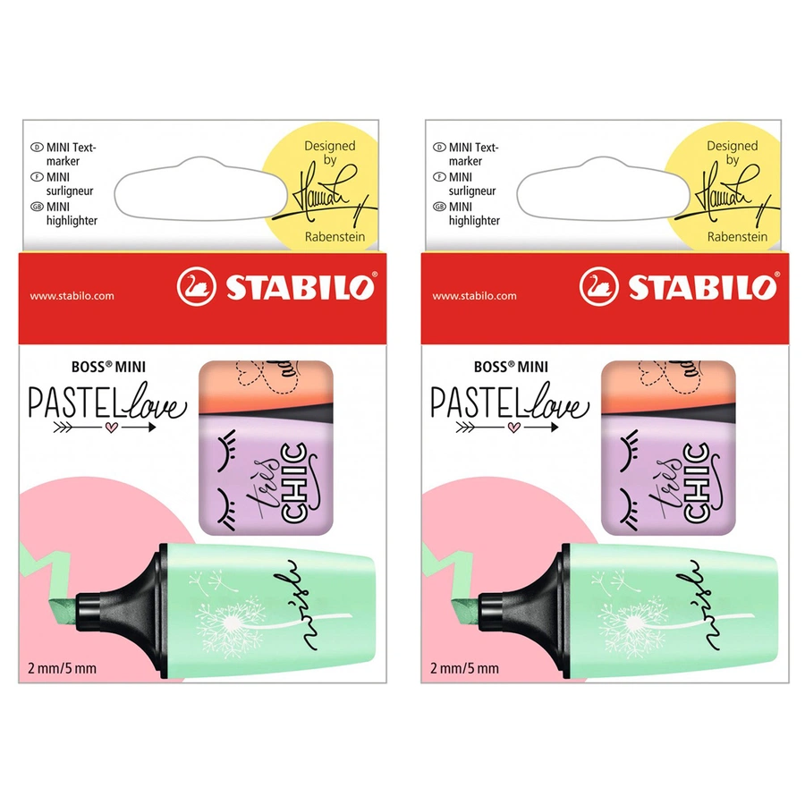 фото Набор текстовыделителей stabilo boss mini 3 штуки: мята, лаванда, персик