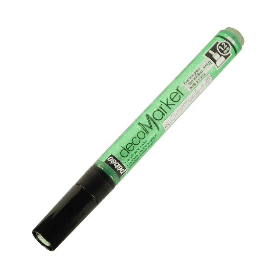 Маркер акриловый Pebeo decoMarker 1,2 мм зелёный мерцающий (Артикул:  PB205754) — купить за 414р. в интернет-магазине Арт-Квартал