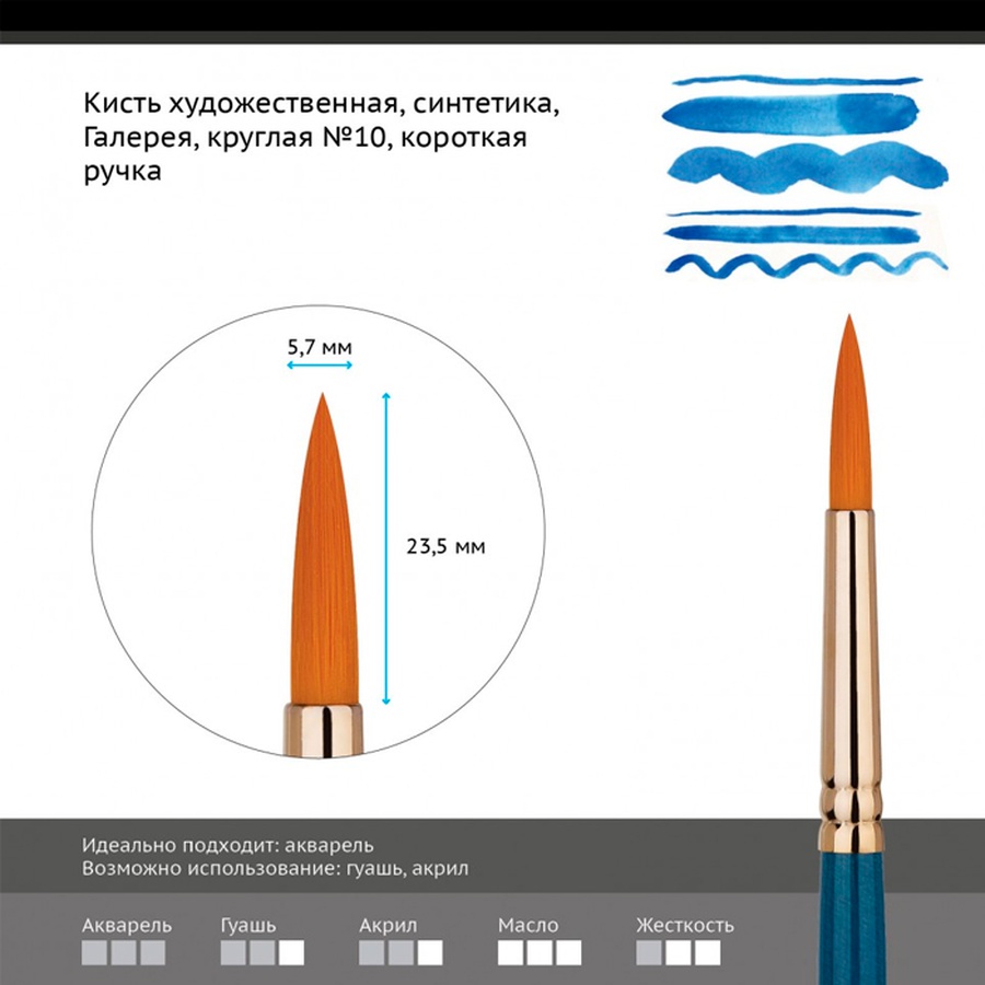 изображение Кисть синтетика гамма "галерея", круглая №10