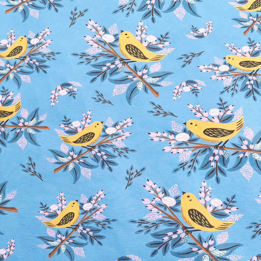 фотография Бумага упаковочная птицы на синем фоне рулон 70х100 см