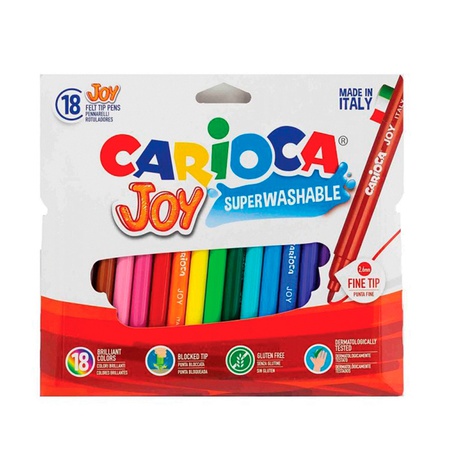 картинка Набор фломастеров carioca "joy", 18 цветов, суперсмываемые