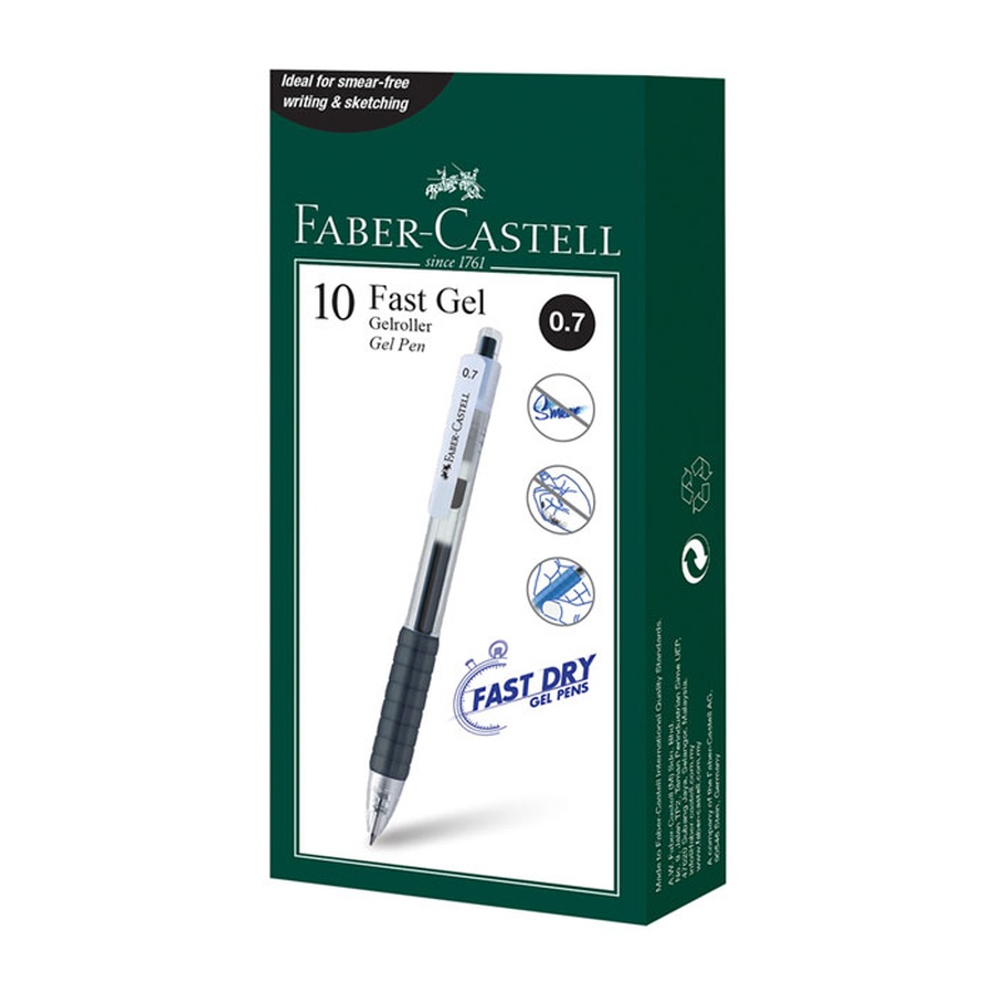 картинка Ручка гелевая автоматическая faber-castell "fast gel", черная, 0,7мм