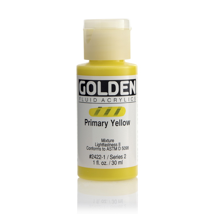 фотография Краска акриловая golden fluid, банка 30 мл, № 2422 жёлтый