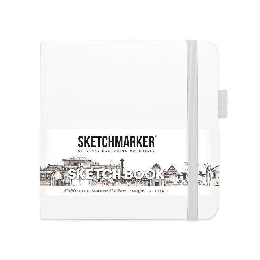 фото Блокнот для зарисовок sketchmarker  12*12 см 80л белый