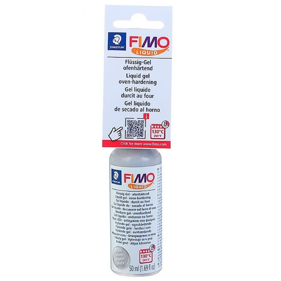 фотография Fimo liquid декоративный гель для запекания, серебряный, 50 мл