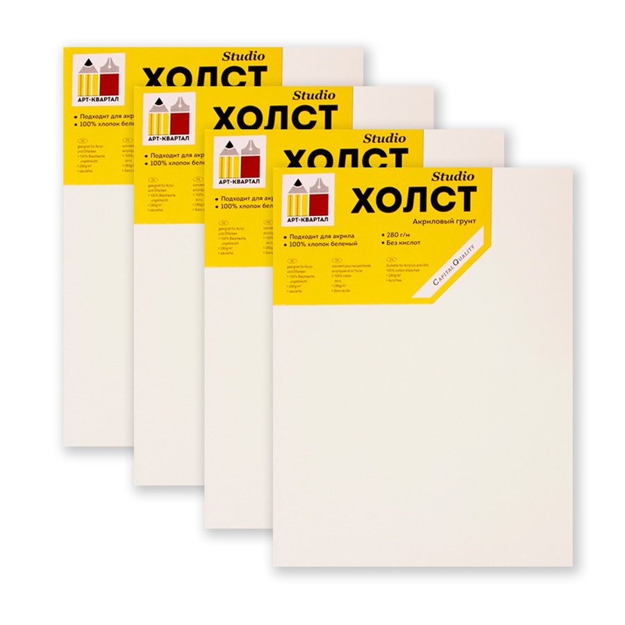 картинка Холст на подрамнике, беленый, 100% хлопок, 280гр/м, 30х40 см