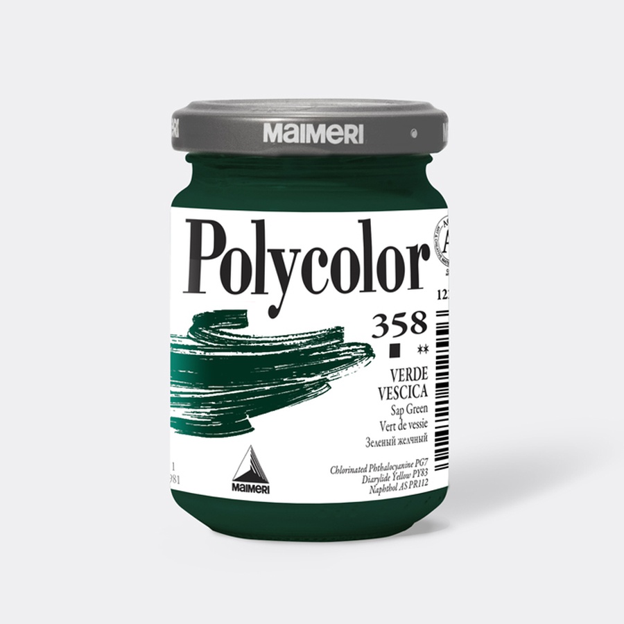 изображение Краска акриловая maimeri polycolor, банка 140 мл, зелёный желчный