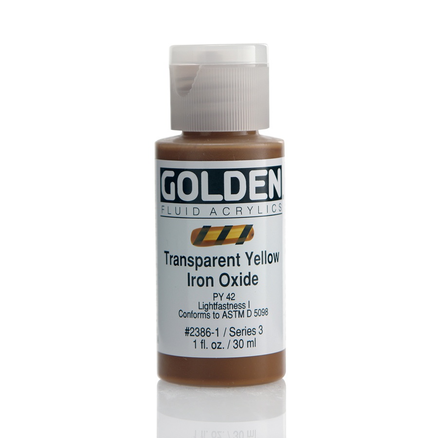 фото Краска акриловая golden fluid, банка 30 мл, № 2386 жёлтый оксид прозрачный