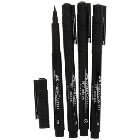 фотография Капиллярные ручки faber-castell pitt artist pen, черный цвет, 8 штук различной толщины