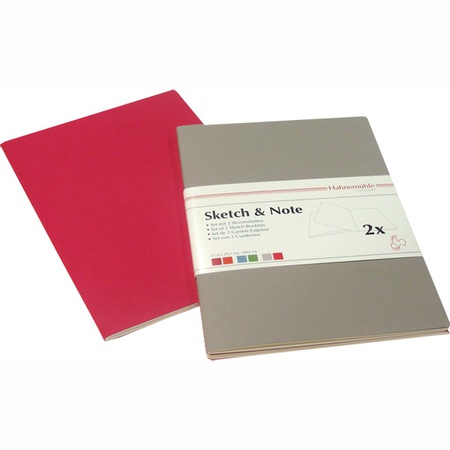 фотография Набор из двух блокнотов по 20 листов hahnemuhle sketch&note, цвета серый и фуксия, формат а5, 125 г/м2