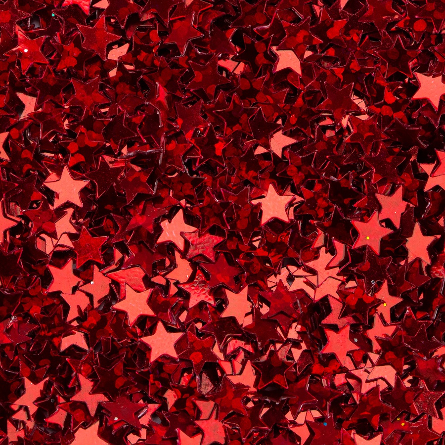 фотография Блёстки декоративные decola 0,3 мм, красный радужный звёзды