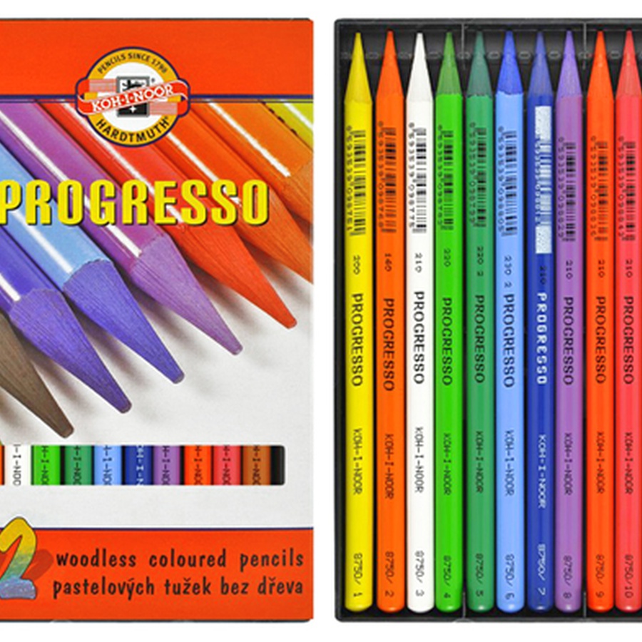 фотография Набор цветных карандашей koh-i-noor progresso, 12 цветов, в лаке
