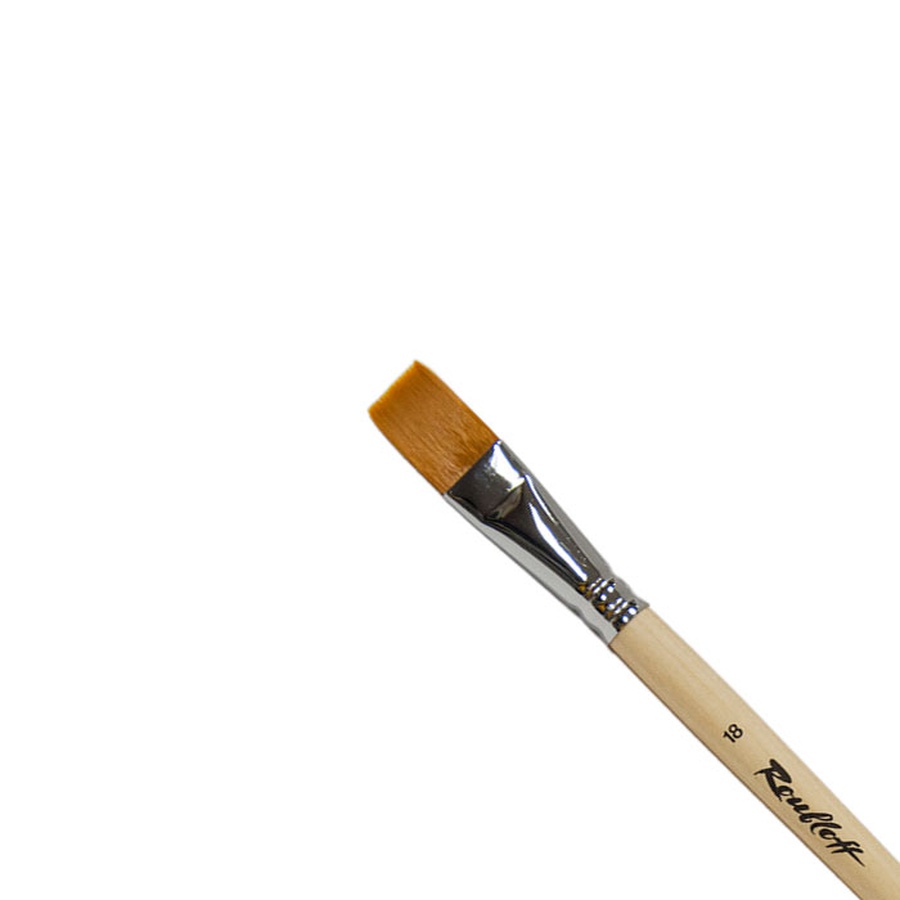 изображение Кисть синтетика roubloff № 18 плоская, длинная ручка, 1222