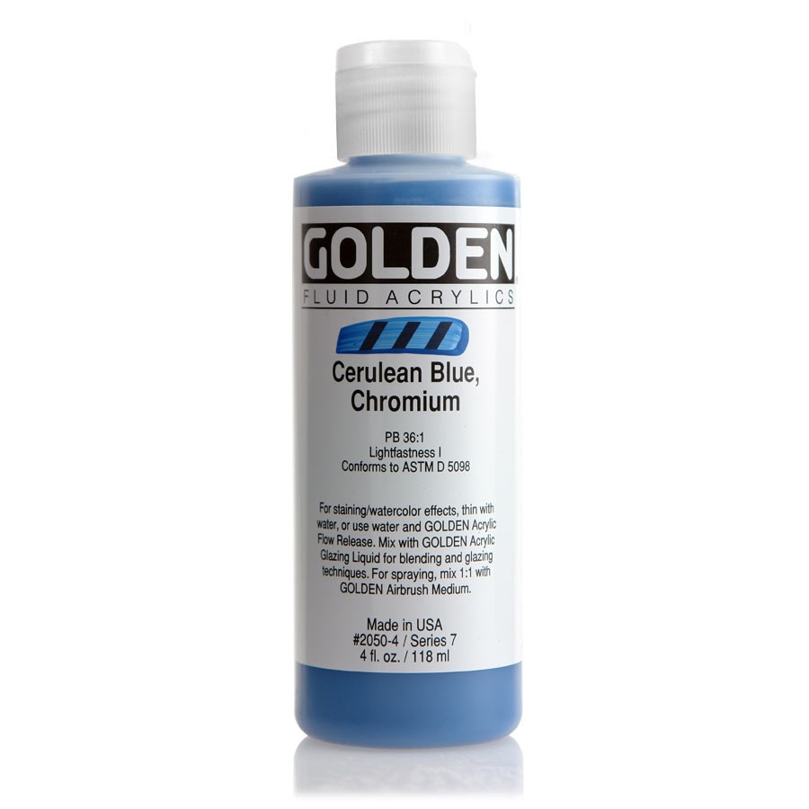 фото Краска акриловая golden fluid, банка 118 мл, № 2050 церулеум синий хром