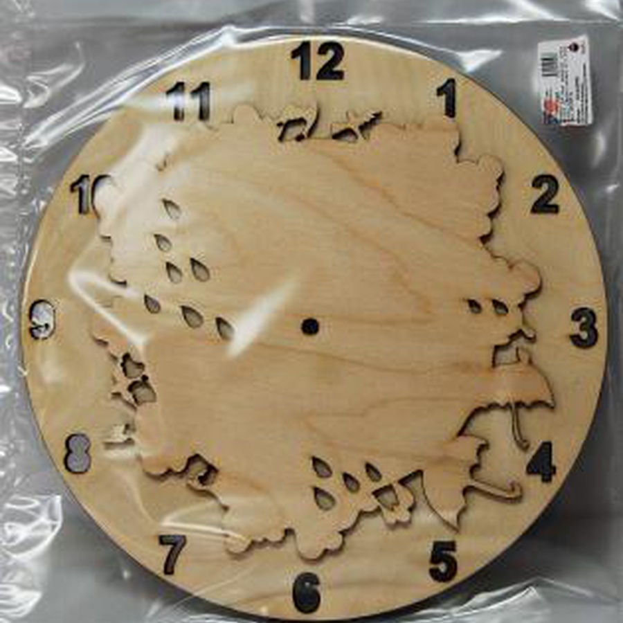 изображение Заготовка деревянная для часов с пронумерованным циферблатом, дизайн капли дождя, размер - 242х250 мм