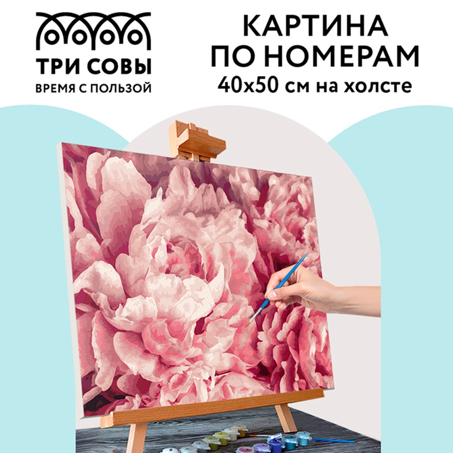 фотография Картина по номерам на холсте "нежные пионы", 40х50 см