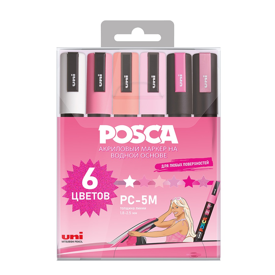 картинка Набор маркеров posca pc-5m кукла, 6 шт