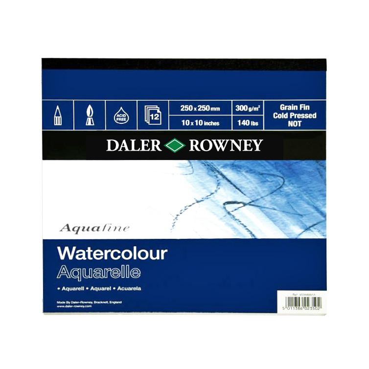 Альбом-склейка для акварели Daler-Rowney Aquafine, 12 листов, размер 25х25 см, плотность 300 г/м2