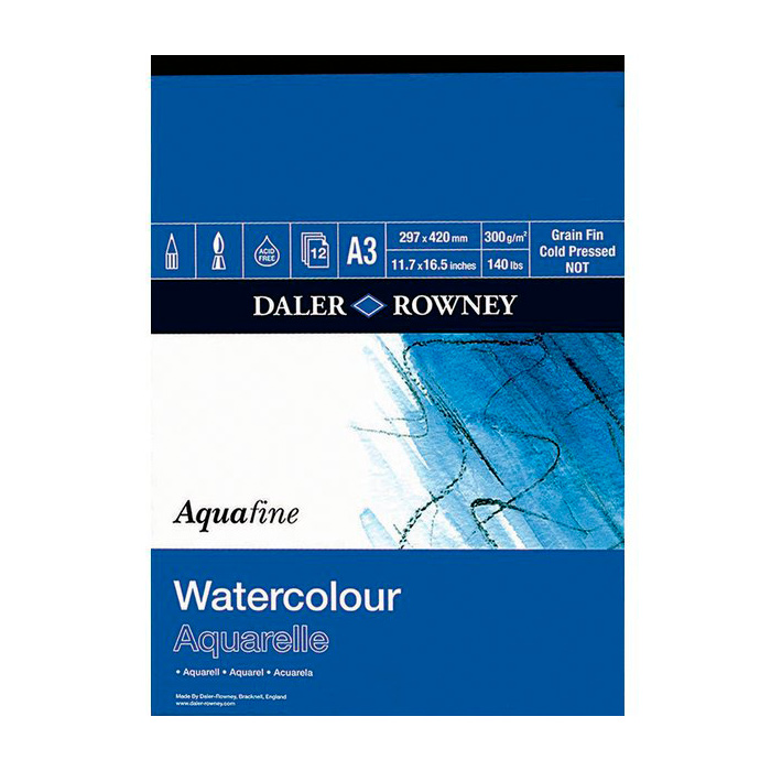 Альбом-склейка для акварели Daler-Rowney Aquafine, формат А3, 294х420 мм, 12 листов, плотность 300 г/м2
