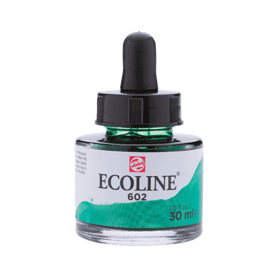 Акварель жидкая Ecoline банка 30 мл № 602 Зеленый насыщенный, цвет ...