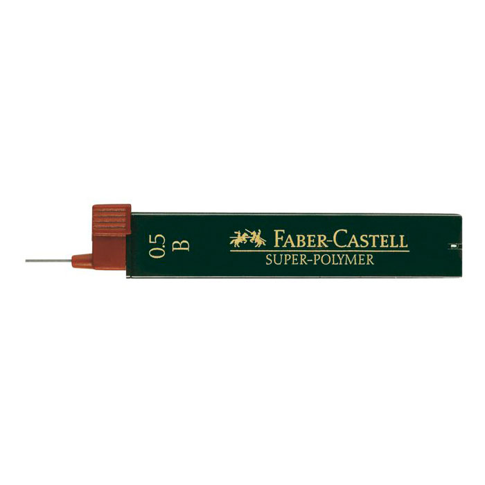 Грифели полимерные 0,5 мм,  твёрдость В, 12 штук Faber-Castell