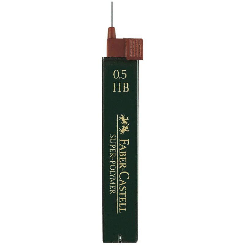 Набор грифелей Faber-Castell для механического карандаша Polymer, 12 штук диаметром 0,5 мм, H