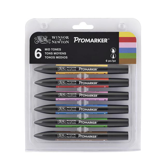 Маркеры художественные Winsor&Newton Pro в наборе из 6 цветов, основные оттенки