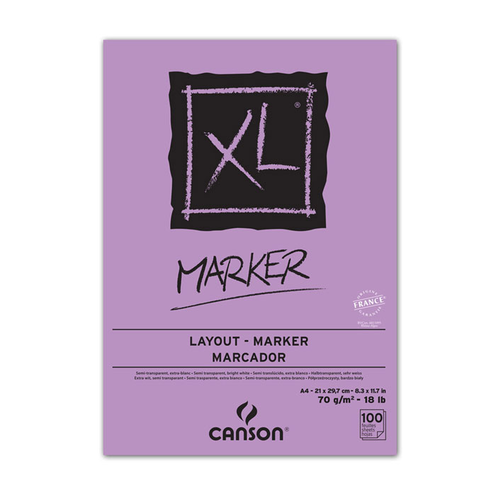 Альбом для маркеров Canson XL, 70 г/м2, белая гладкая, 21х29.7см, 100 листов