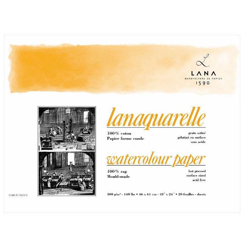 Склейка для акварели Lana Lanaquarelle, 300 г/м2, гладкая, 23х31 см, 20 л